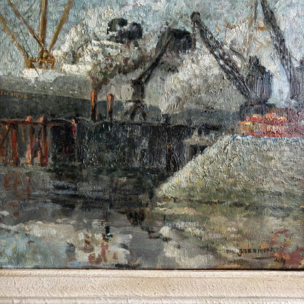 Authentic Harbor Scene Oil Painting "Fishing Boat" Detailed Dutch Artwork Holland Art Shop