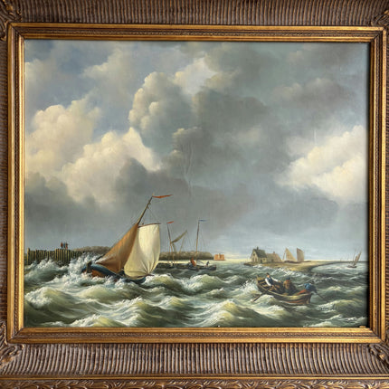 Elegant Seascape Oil Painting "Sailing Boat" Detailed Large Art Holland Art Shop