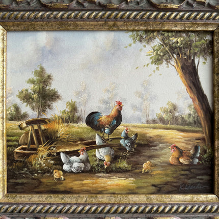 Traditional Animals Oil Painting "Ornate Frame" Authentic Small Artwork Holland Art Shop