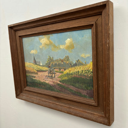 Handcrafted Interior Oil Painting "Horse Cart" Detailed Artwork Holland Art Shop