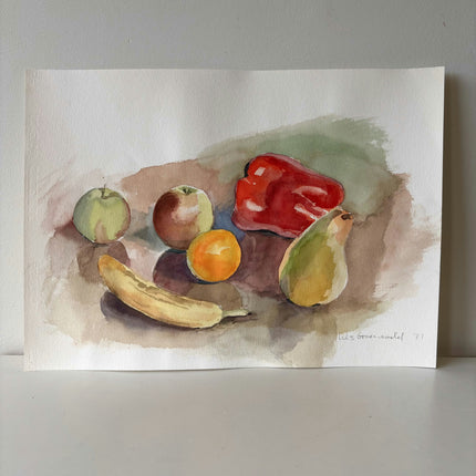 Timeless Still Life Aquarel "Red Pepper" Original Artwork Holland Art Shop