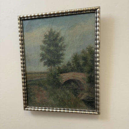 1907 Antique Landscape Oil Painting "Tall Tree" Artwork Holland Art Shop