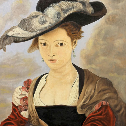 Handcrafted Portrait Oil Painting "Woman With Hat" Timeless Large Art Holland Art Shop