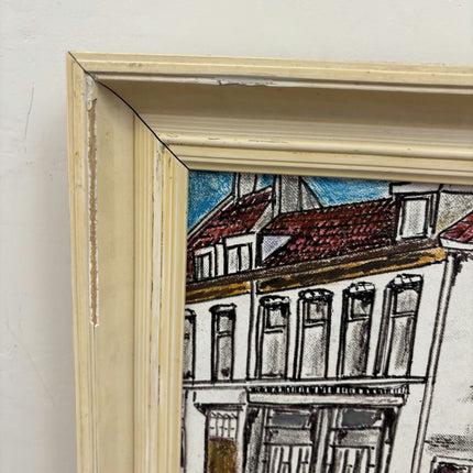 Original Cityscape Oil Painting "Town Facade" Detailed Small Art Holland Art Shop