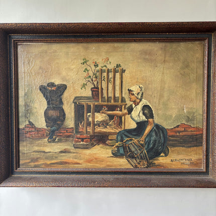 Vintage Figurative Oil Painting "Seated Woman" Authentic Artwork Holland Art Shop