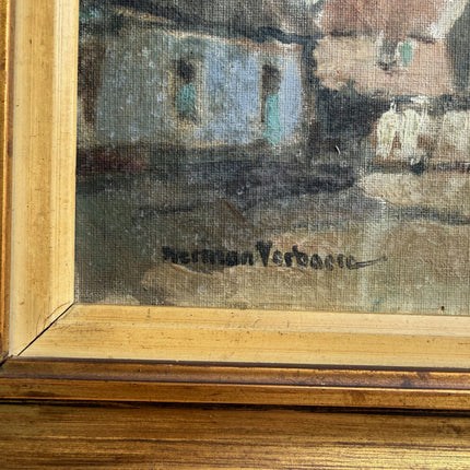 Rustic Cityscape Oil Painting "Clock Tower" Timeless Art Holland Art Shop