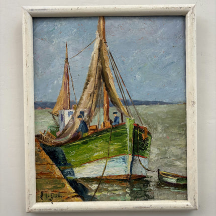 Classic Seascape Oil Painting "Fishing Boat" Timeless Small Art Holland Art Shop