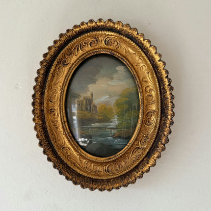 Traditional Still Life Oil Painting "Ruined Castle" Handcrafted Small Art Holland Art Shop