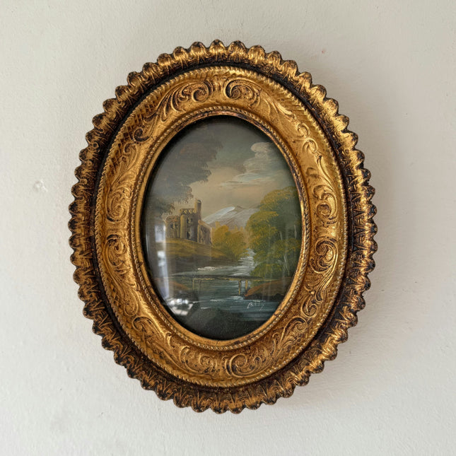 Traditional Still Life Oil Painting "Ruined Castle" Handcrafted Small Art Holland Art Shop