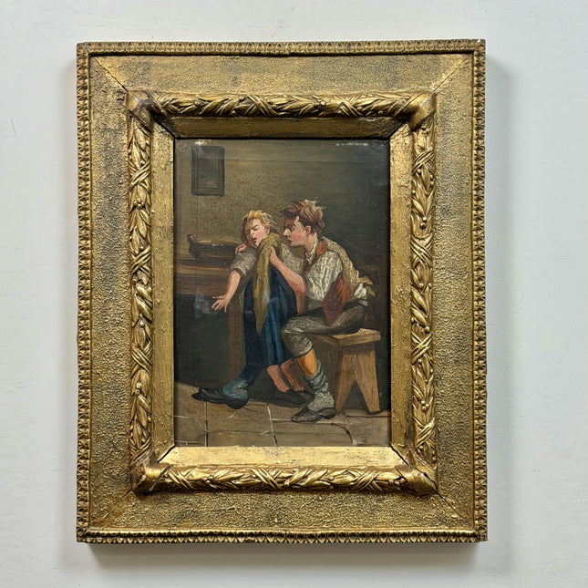 Vintage Interior Oil Painting "Seated Youngster" Detailed Art Holland Art Shop