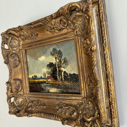Elegant Landscape Oil Painting "Gilded Frame" Original Small Art Holland Art Shop