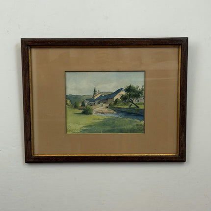 Authentic Landscape Aquarel "Framed Painting" Vintage Art Holland Art Shop