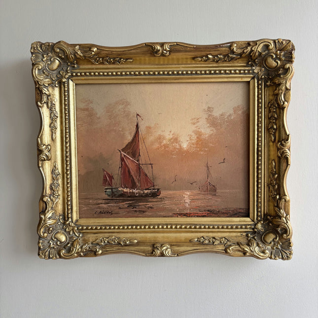 Expressive Seascape Oil Painting "Gilded Frame" Classic Small Artwork Holland Art Shop