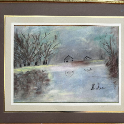 Classic Winter Landscape Oil Painting "Framed Painting" Original Small Art Holland Art Shop