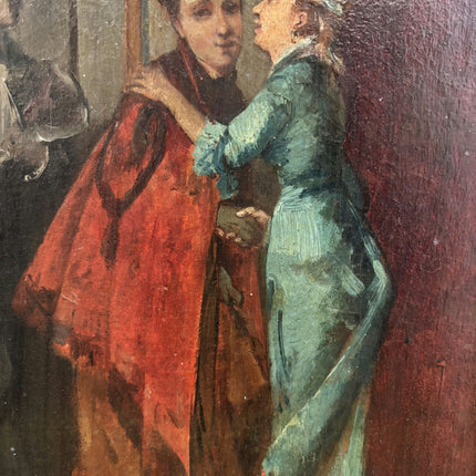19th Century Antique Figurative Oil Painting "Embracing Woman" Art Holland Art Shop