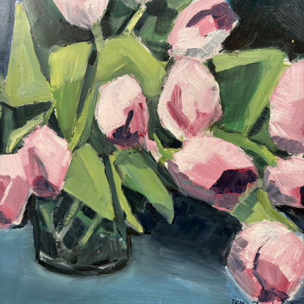 Classic Floral Still Life Oil Painting "Pink Tulips" Handcrafted Art Holland Art Shop