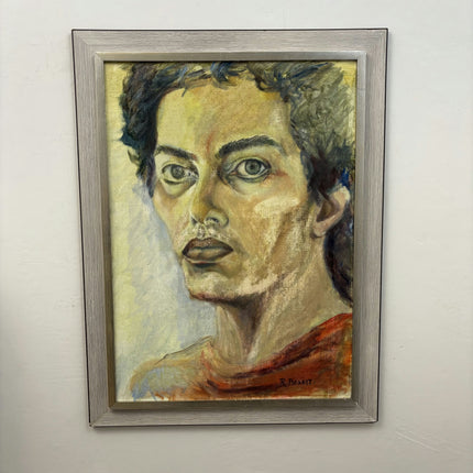 Vintage Portrait Oil Painting "Male Bust" Rustic Large Artwork Holland Art Shop