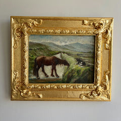 Traditional Animals Oil Painting "Grazing Horse" Vintage French Art Holland Art Shop