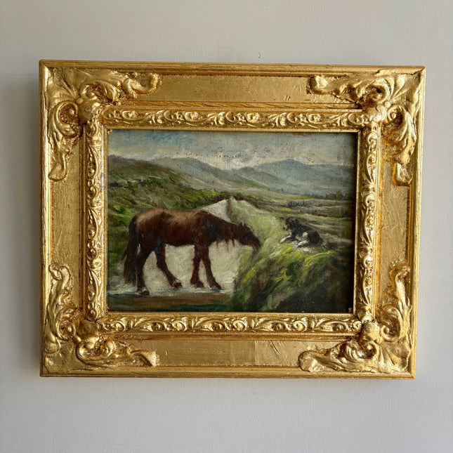 Traditional Animals Oil Painting "Grazing Horse" Vintage French Art Holland Art Shop