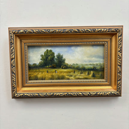 Traditional Landscape Oil Painting "Golden Frame" Original Small Artwork Holland Art Shop