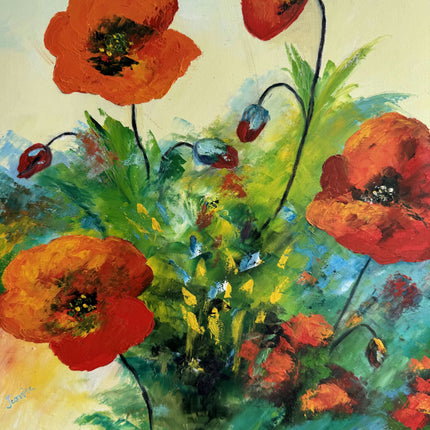 Classic Floral Still Life Oil Painting "Red Poppy" Handcrafted Small Artwork Holland Art Shop