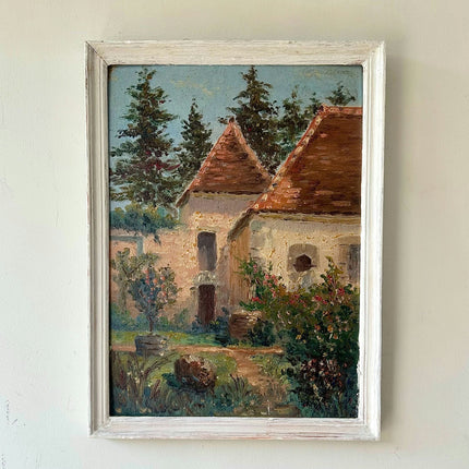 Original Landscape Oil Painting "Tiled Roofs" Elegant Small Artwork Holland Art Shop