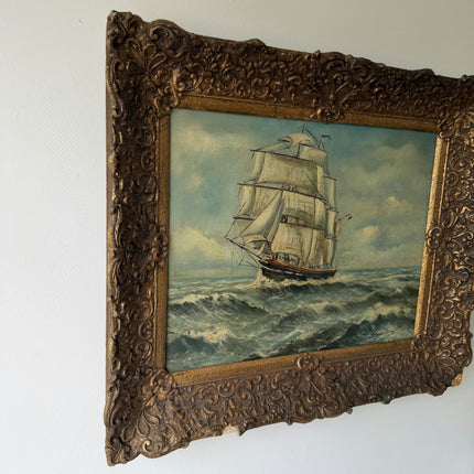 Detailed Seascape Oil Painting "Three-Masted Ship" Refined Art Holland Art Shop