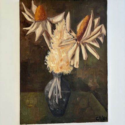 Rustic Floral Still Life Oil Painting "Sunflower Vase" Vintage Artwork Holland Art Shop