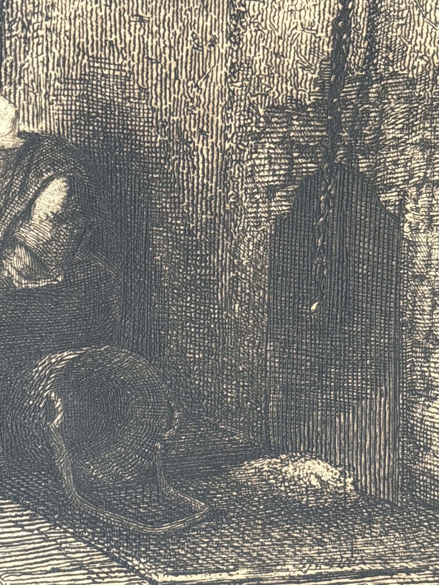 Vintage Interior Etching "Weeping Widow" Traditional Small Artwork