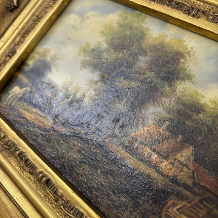 Antique Landscape Oil Painting "Gilded Frame" Traditional Small Artwork Holland Art Shop