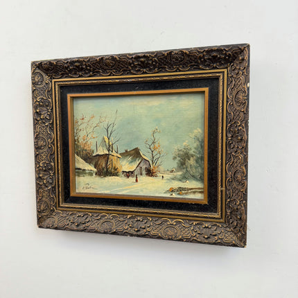 Expressive Winter Landscape Oil Painting "Framed Painting" Original Small Art Holland Art Shop