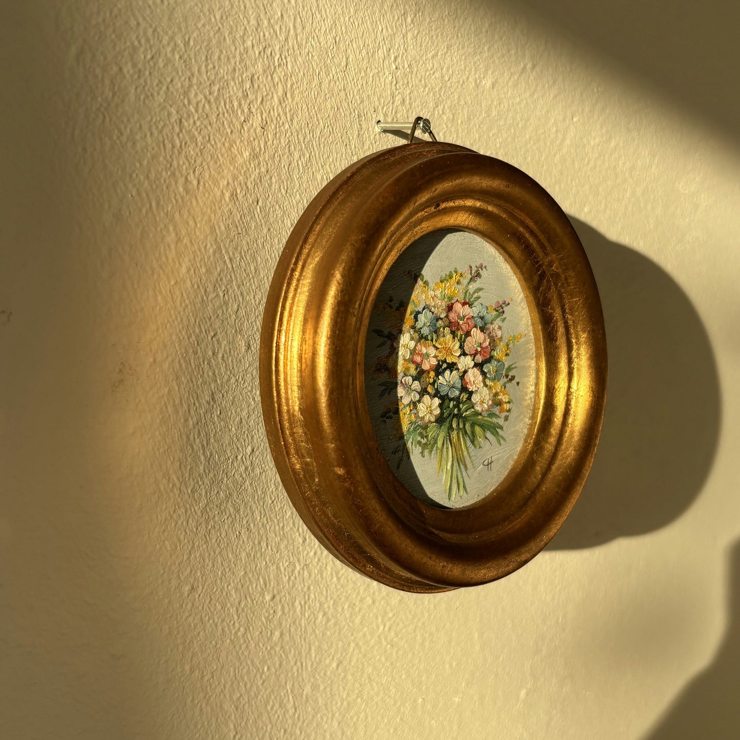 Fine Flowery Still Life Oil Painting "Flower Bouquet" Marvelous Small Artwork