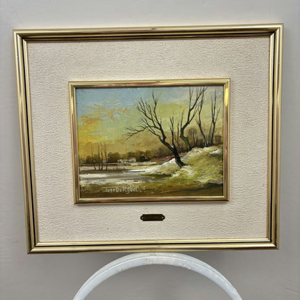 Timeless Winter Landscape Oil Painting "Leafless Tree" Original Art Holland Art Shop