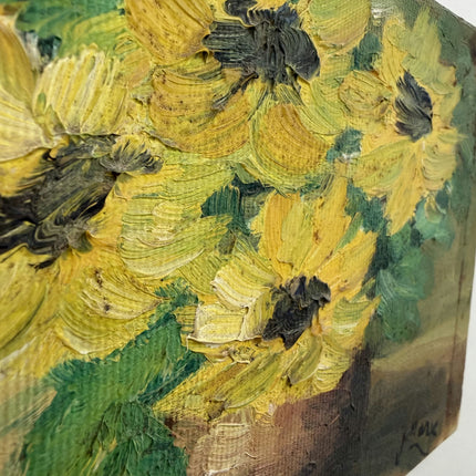 Original Flowery Still Life Oil Painting "Sunflower Vase" Classic Small Art Holland Art Shop