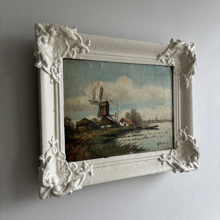 Elegant Landscape Oil Painting "Windmill Scene" Traditional Small Art Holland Art Shop