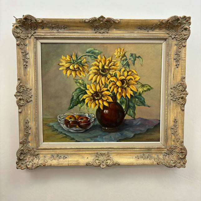 Expressive Floral Still Life Oil Painting "Sunflower Bouquet" Detailed Large Art Holland Art Shop
