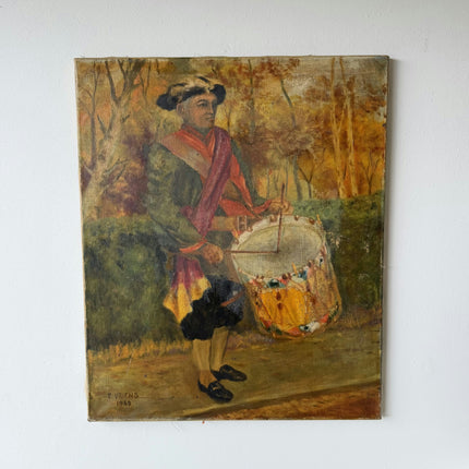 Rustic Portrait Oil Painting "Drummer Boy" Traditional Art Holland Art Shop