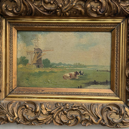 19th Century Antique Landscape Oil Painting "Ornate Frame" Art Holland Art Shop