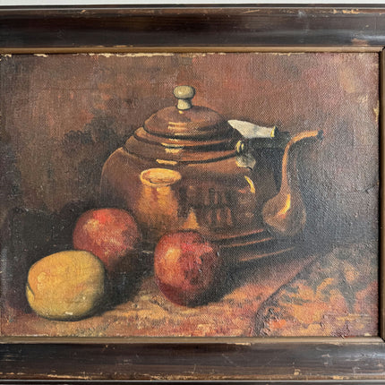 Original Still Life Oil Painting "Brass Teapot" Refined Artwork Holland Art Shop