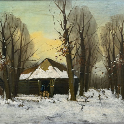 Timeless Winter Landscape Oil Painting "Snowy Roof" Authentic Large Art Holland Art Shop
