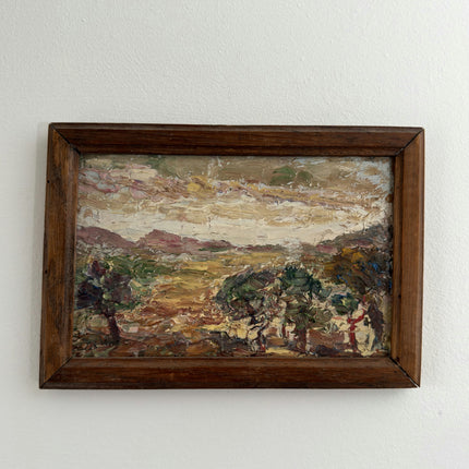 Rustic Landscape Oil Painting "Oak Trees" Detailed Small Artwork Holland Art Shop