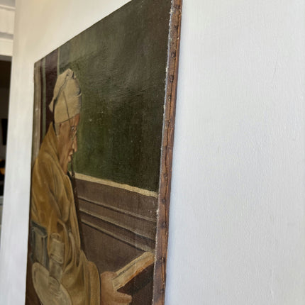 1935 Portrait Oil Painting "Old Reader" Artwork Holland Art Shop