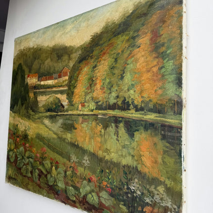 Refined Landscape Oil Painting "River Reflection" Original Art Holland Art Shop