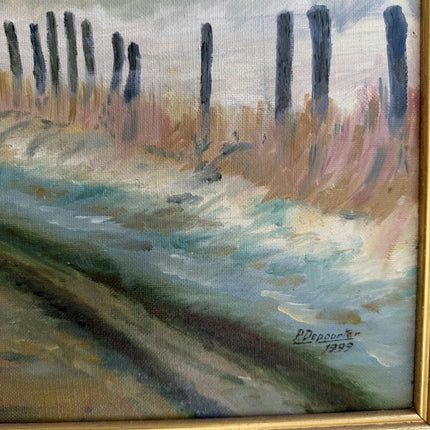 Handcrafted Landscape Oil Painting "Wooden Fence" Authentic Artwork Holland Art Shop