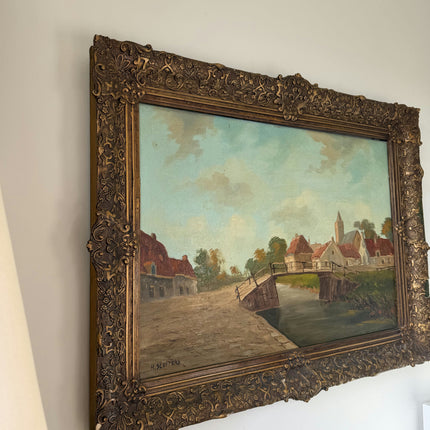 Classic Oil Painting Cityscape "Canal Bridge" Traditional Large Art Holland Art Shop