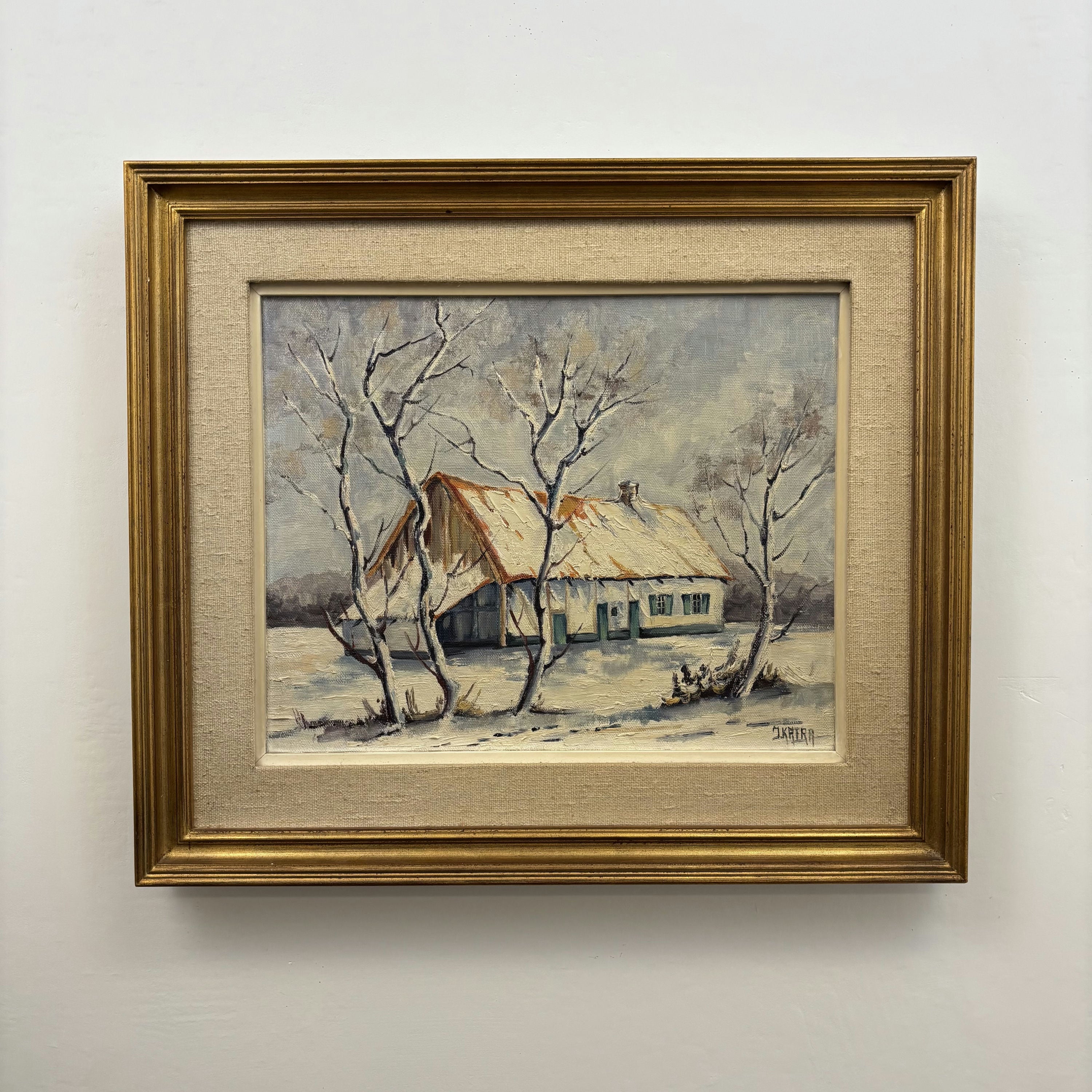 Traditional Winter Landscape Oil Painting 