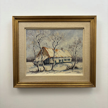Traditional Winter Landscape Oil Painting "Snowy Cottage" Authentic Artwork Holland Art Shop