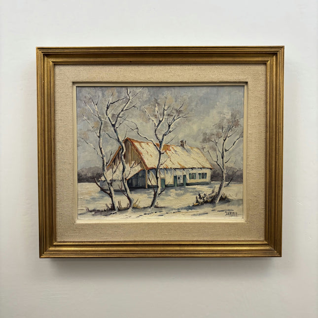 Traditional Winter Landscape Oil Painting "Snowy Cottage" Authentic Artwork Holland Art Shop
