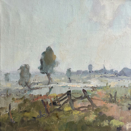 Classic Landscape Oil Painting "Rural Fence" Detailed Artwork Holland Art Shop