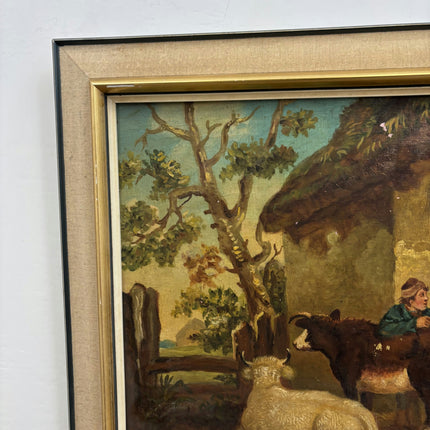 19th Century Antique Animals Oil Painting "Farm Cow" Art Holland Art Shop